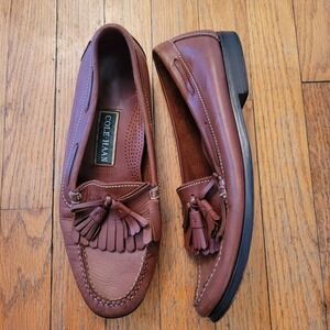 Cole Haan Brown Leather Tassel Penny Loafer Shoes 10.5D Kiltie Granola Grandpa